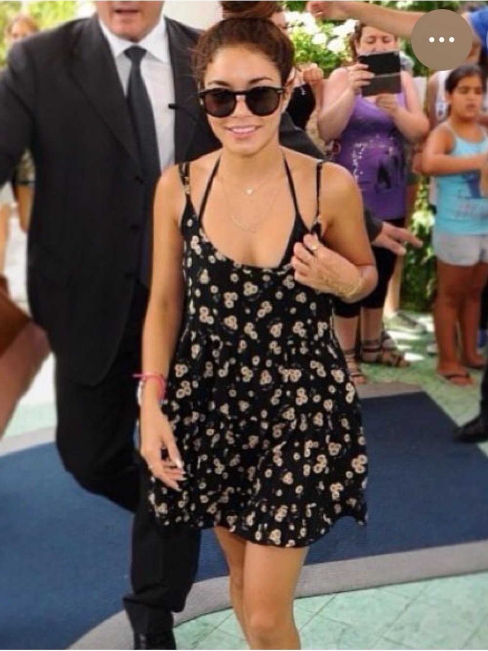 Black Floral Spaghetti-Strap Sundress